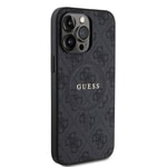 Apple iPhone 15 Pro Max Kılıf Guess Orjinal Lisanslı M-safe Şarj Özellikli Simli Arka Yüzey Ring Standlı Kapak