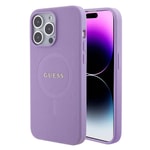 Apple iPhone 15 Pro Max Kılıf Guess Orjinal Lisanslı M-safe Şarj Özellikli Yazı Logolu Saffiano Kapak