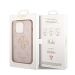 Apple iPhone 15 Pro Max Kılıf Guess Orjinal Lisanslı PU Deri Yazı ve 4G Metal Logolu Desenli Kapak