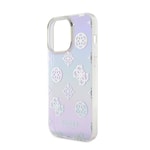 Apple iPhone 15 Pro Max Kılıf Guess Orjinal Lisanslı Desenli Yazı Logolu Askı İpli Holografik Glitter Peony Kapak