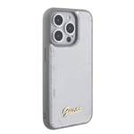 Apple iPhone 15 Pro Max Kılıf Guess Orjinal Lisanslı Pullu Arka Yüzey Metal Yazı Logolu Sequin Script Kapak