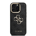 Apple iPhone 15 Pro Max Kılıf Guess Orjinal Lisanslı PU Deri 4G Desenli Metal Büyük 4G ve Yazı Logolu Kamera Standlı Kapak