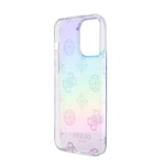 Apple iPhone 15 Pro Max Kılıf Guess Orjinal Lisanslı Desenli Yazı Logolu Askı İpli Holografik Glitter Peony Kapak