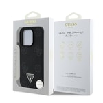 Apple iPhone 15 Pro Max Kılıf Guess Orjinal Lisanslı M-safe Şarj Özellikli Sıcak Baskılı Üçgen Logolu PU Deri Peony Kapak