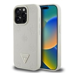 Apple iPhone 15 Pro Max Kılıf Guess Orjinal Lisanslı M-safe Şarj Özellikli Sıcak Baskılı Üçgen Logolu PU Deri Peony Kapak