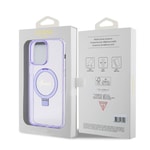 Apple iPhone 15 Pro Max Kılıf Guess Orjinal Lisanslı M-safe Şarj Özellikli Simli Arka Yüzey Ring Standlı Kapak