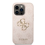 Apple iPhone 15 Pro Max Kılıf Guess Orjinal Lisanslı PU Deri Yazı ve 4G Metal Logolu Desenli Kapak