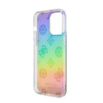 Apple iPhone 15 Pro Max Kılıf Guess Orjinal Lisanslı Desenli Yazı Logolu Askı İpli Holografik Glitter Peony Kapak