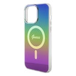 Apple iPhone 15 Pro Max Kılıf Guess Orjinal Lisanslı M-safe Şarj Özellikli Yazı Logolu Iridescent Kapak