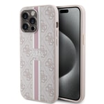 Apple iPhone 15 Pro Max Kılıf Guess Orjinal Lisanslı M-safe Şarj Özellikli 4G Şerit Tasarımlı Printed Kapak