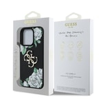 Apple iPhone 15 Pro Max Kılıf Guess Orjinal Lisanslı Gül Baskılı Büyük Metal Logo Dizaynlı Kapak