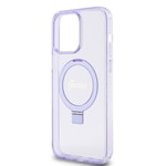 Apple iPhone 15 Pro Max Kılıf Guess Orjinal Lisanslı M-safe Şarj Özellikli Simli Arka Yüzey Ring Standlı Kapak