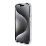Apple iPhone 15 Pro Max Kılıf Guess Orjinal Lisanslı M-safe Şarj Özellikli Simli Arka Yüzey Ring Standlı Kapak