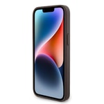 Apple iPhone 15 Pro Max Kılıf Guess Orjinal Lisanslı PU Deri Taşlı Üçgen Logo 4G Desenli Strass Kapak