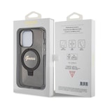 Apple iPhone 15 Pro Max Kılıf Guess Orjinal Lisanslı M-safe Şarj Özellikli Simli Arka Yüzey Ring Standlı Kapak