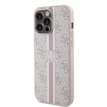 Apple iPhone 15 Pro Max Kılıf Guess Orjinal Lisanslı M-safe Şarj Özellikli 4G Şerit Tasarımlı Printed Kapak