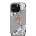 Apple iPhone 15 Pro Max Kılıf Guess Orjinal Lisanslı Gül Baskılı Büyük Metal Logo Dizaynlı Kapak