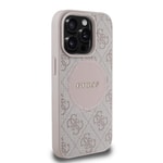 Apple iPhone 15 Pro Max Kılıf Guess Orjinal Lisanslı M-safe Şarj Özellikli Yazı Logolu Circle Classic Kapak