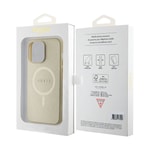 Apple iPhone 15 Pro Max Kılıf Guess Orjinal Lisanslı M-safe Şarj Özellikli Yazı Logolu Saffiano Kapak