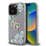 Apple iPhone 15 Pro Max Kılıf Guess Orjinal Lisanslı Gül Baskılı Büyük Metal Logo Dizaynlı Kapak