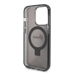 Apple iPhone 15 Pro Max Kılıf Guess Orjinal Lisanslı M-safe Şarj Özellikli Simli Arka Yüzey Ring Standlı Kapak