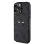 Apple iPhone 15 Pro Max Kılıf Guess Orjinal Lisanslı M-safe Şarj Özellikli PU Halkalı 4G Desenli Yazı Logolu Kapak