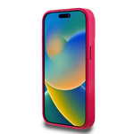 Apple iPhone 15 Pro Max Kılıf Guess Orjinal Lisanslı M-safe Şarj Özellikli Taneli Çiçek Tasarımlı Metal Yazı Logolu Kapak