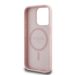 Apple iPhone 15 Pro Max Kılıf Guess Orjinal Lisanslı M-safe Şarj Özellikli Taneli Çiçek Tasarımlı Metal Yazı Logolu Kapak