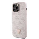 Apple iPhone 15 Pro Max Kılıf Guess Orjinal Lisanslı PU Deri Askılı Taşlı Üçgen Logo 4G Desenli Strass Crossbody Kapak