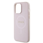 Apple iPhone 15 Pro Max Kılıf Guess Orjinal Lisanslı M-safe Şarj Özellikli Yazı Logolu Saffiano Kapak