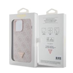 Apple iPhone 15 Pro Max Kılıf Guess Orjinal Lisanslı PU Deri Taşlı Üçgen Logo 4G Desenli Strass Kapak