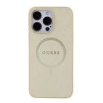 Apple iPhone 15 Pro Max Kılıf Guess Orjinal Lisanslı M-safe Şarj Özellikli Yazı Logolu Saffiano Kapak
