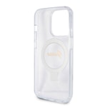 Apple iPhone 15 Pro Max Kılıf Guess Orjinal Lisanslı M-safe Şarj Özellikli Simli Arka Yüzey Ring Standlı Kapak