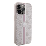 Apple iPhone 15 Pro Max Kılıf Guess Orjinal Lisanslı M-safe Şarj Özellikli 4G Şerit Tasarımlı Printed Kapak