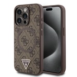 Apple iPhone 15 Pro Max Kılıf Guess Orjinal Lisanslı M-safe Şarj Özellikli PU Üçgen Logo 4G Desenli Kapak