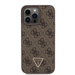 Apple iPhone 15 Pro Max Kılıf Guess Orjinal Lisanslı PU Deri Askılı Taşlı Üçgen Logo 4G Desenli Strass Crossbody Kapak