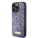 Apple iPhone 15 Pro Max Kılıf Guess Orjinal Lisanslı Taşlı Arka Yüzey Metal Yazı Logolu Kapak