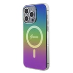 Apple iPhone 15 Pro Max Kılıf Guess Orjinal Lisanslı M-safe Şarj Özellikli Yazı Logolu Iridescent Kapak