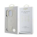 Apple iPhone 15 Pro Max Kılıf Guess Orjinal Lisanslı M-safe Şarj Özellikli Sıcak Baskılı Üçgen Logolu PU Deri Peony Kapak