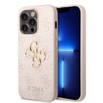 Apple iPhone 15 Pro Max Kılıf Guess Orjinal Lisanslı PU Deri Yazı ve 4G Metal Logolu Desenli Kapak