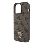 Apple iPhone 15 Pro Max Kılıf Guess Orjinal Lisanslı PU Deri Askılı Taşlı Üçgen Logo 4G Desenli Strass Crossbody Kapak