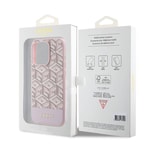 Apple iPhone 15 Pro Max Kılıf Guess Orjinal Lisanslı M-safe Şarj Özellikli Yazı Logolu GCube Desenli Kapak