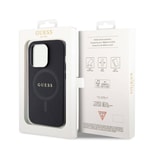 Apple iPhone 15 Pro Max Kılıf Guess Orjinal Lisanslı M-safe Şarj Özellikli Yazı Logolu Saffiano Kapak