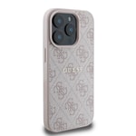 Apple iPhone 15 Pro Max Kılıf Guess Orjinal Lisanslı M-safe Şarj Özellikli 4G Desen Yazı Logolu Kapak