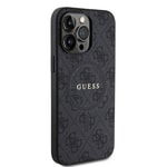 Apple iPhone 15 Pro Max Kılıf Guess Orjinal Lisanslı M-safe Şarj Özellikli PU Halkalı 4G Desenli Yazı Logolu Kapak