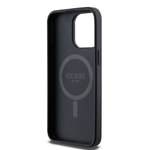 Apple iPhone 15 Pro Max Kılıf Guess Orjinal Lisanslı M-safe Şarj Özellikli PU Üçgen Logo 4G Desenli Kapak