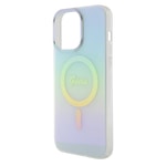 Apple iPhone 15 Pro Max Kılıf Guess Orjinal Lisanslı M-safe Şarj Özellikli Yazı Logolu Iridescent Kapak