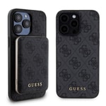 Apple iPhone 15 Pro Max Kılıf Guess Orjinal Lisanslı M-safe Şarj Özellikli Yazı Logolu 4G Desenli Kapak + Powerbank 5000mAh 2in1 Set