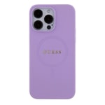 Apple iPhone 15 Pro Max Kılıf Guess Orjinal Lisanslı M-safe Şarj Özellikli Yazı Logolu Saffiano Kapak