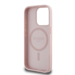 Apple iPhone 15 Pro Max Kılıf Guess Orjinal Lisanslı M-safe Şarj Özellikli Sıcak Baskılı Üçgen Logolu PU Deri Peony Kapak